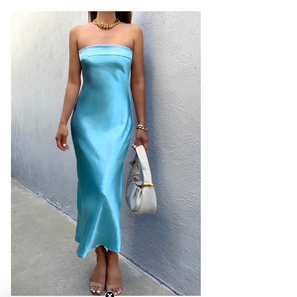 RUNAWAY LEILA SLIP DRESS - AQUA - Picture 5 of 5